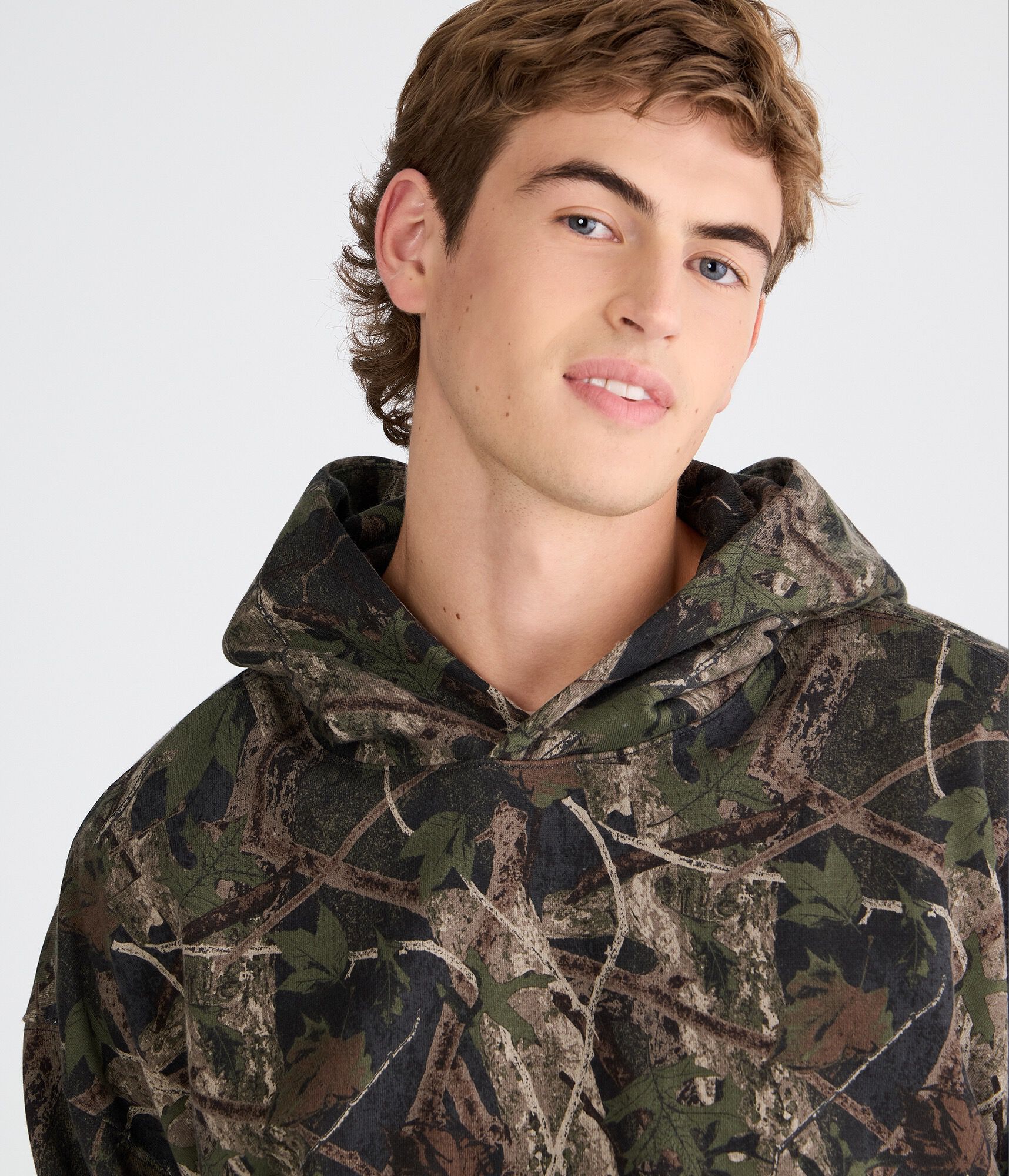 Cloud Soft Forest Camo Boxy Pullover Hoodie