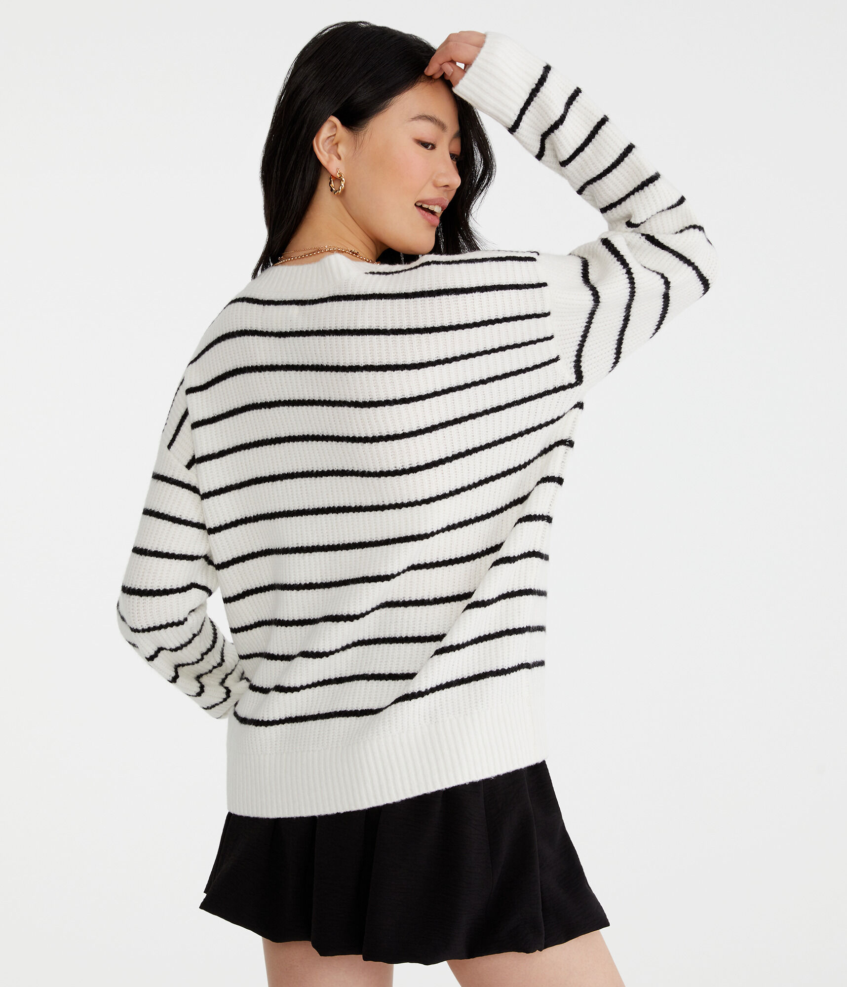 トップス AoERHSKLuN demo / random rive knit Striped Shaker Knit V-Neck Sweater