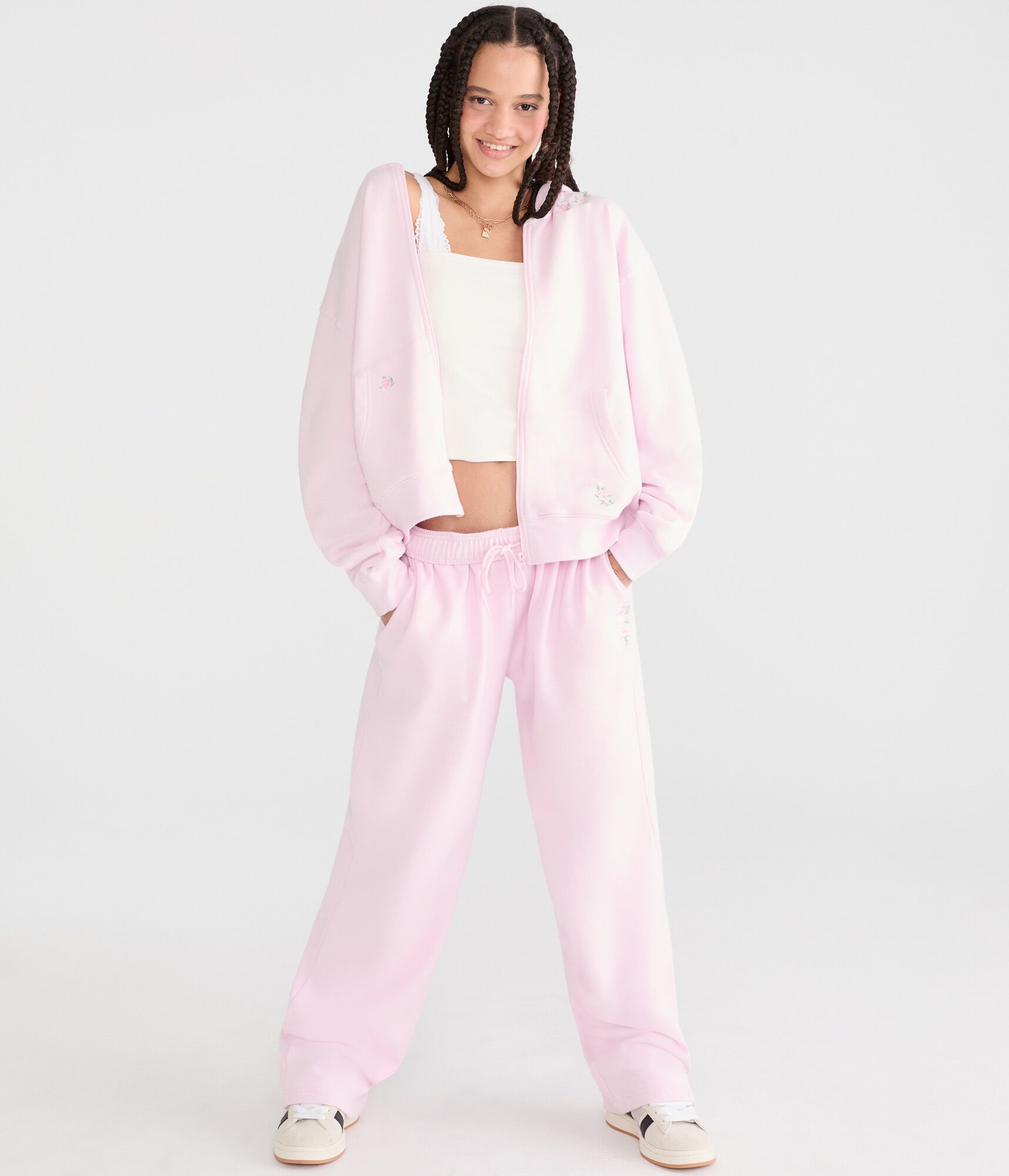 Cloud Soft Floral Oversized Full-Zip Hoodie