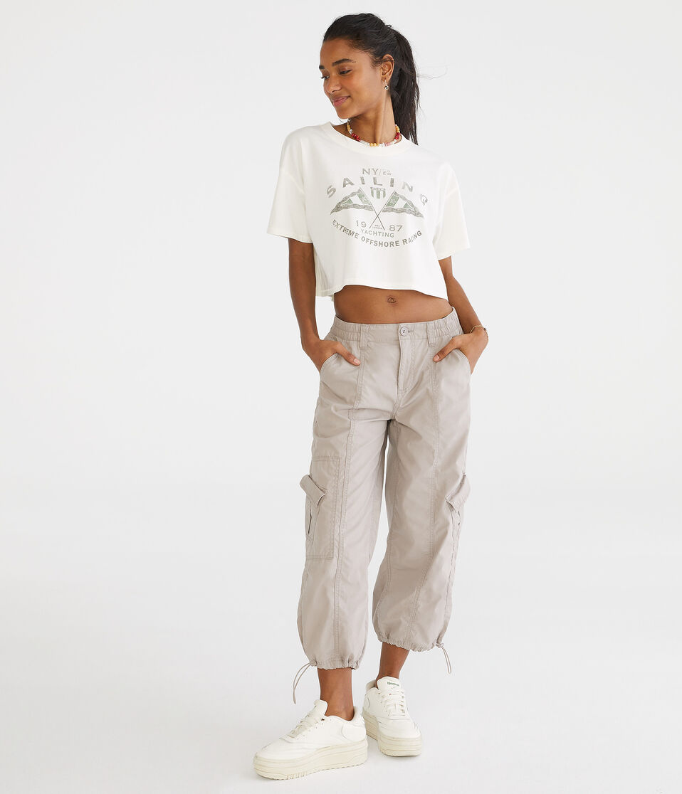 High-Rise Cropped Utility Cargo Pants