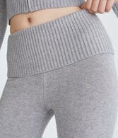 Flare Mid-Rise Fold-Over Sweater Pants