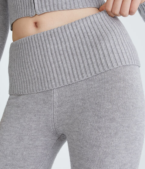 Flare Mid-Rise Fold-Over Sweater Pants Flare Mid-Rise Fold-Over Sweater Pants
