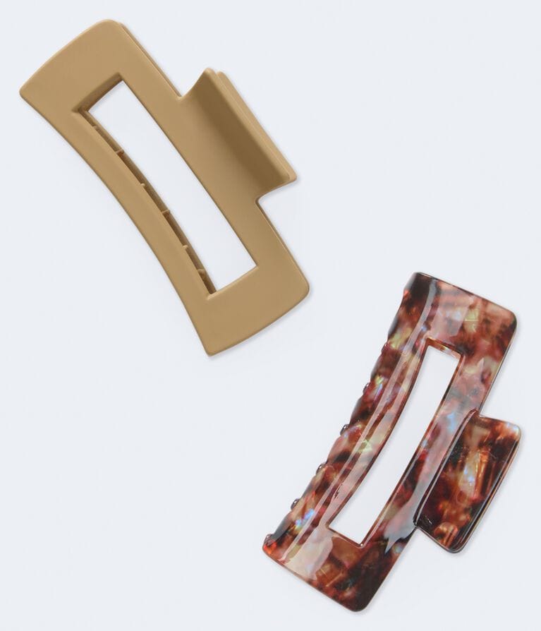 Open Rectangle Claw Hair Clip 2-Pack