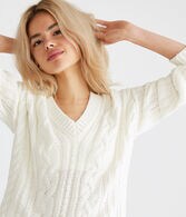 Cable-Knit V-Neck Sweater