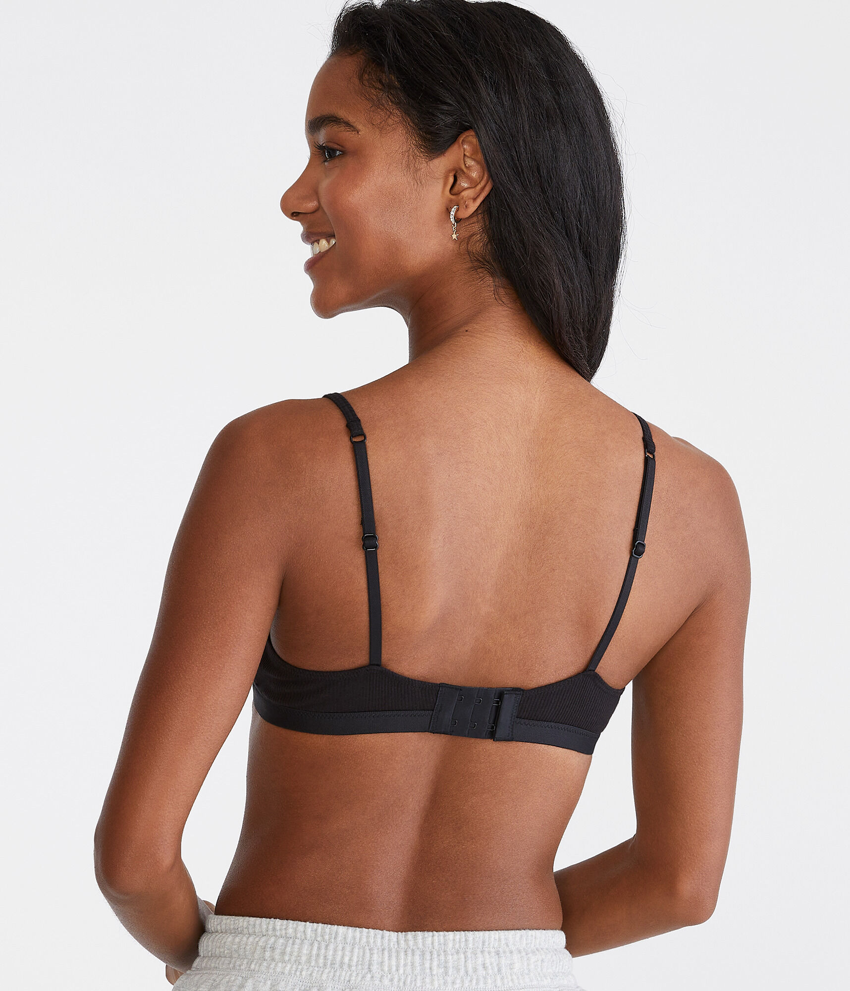 Ribbed Logo Triangle Bra