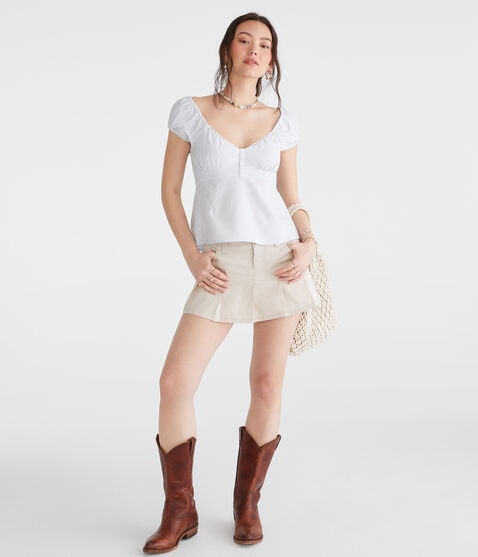 Striped V-Neck Babydoll Top