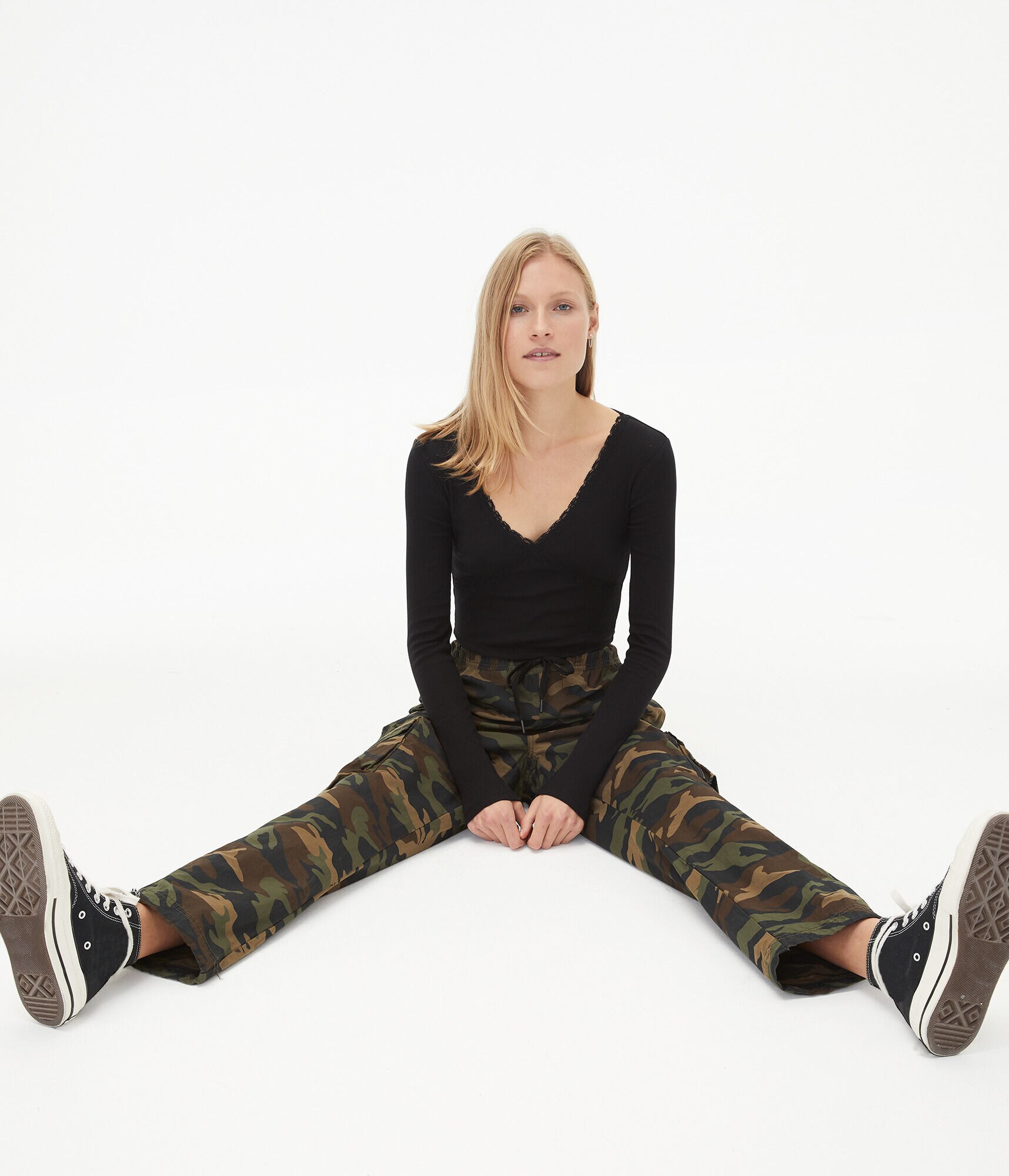 Long Sleeve Crisscross Lace Crop Top