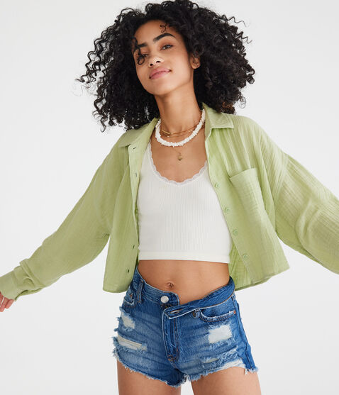 High-Rise Denim Shorty Shorts