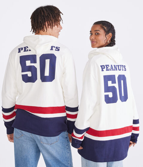 Peanuts® | Aéropostale Snoopy Hockey Striped Pullover Hoodie