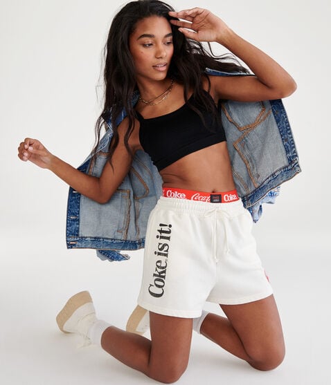 Coca-Cola® by Aéropostale Coke Is It Slouchy High-Rise Fleece Shorts Coca-Cola® by Aéropostale Coke Is It Slouchy High-Rise Fleece Shorts