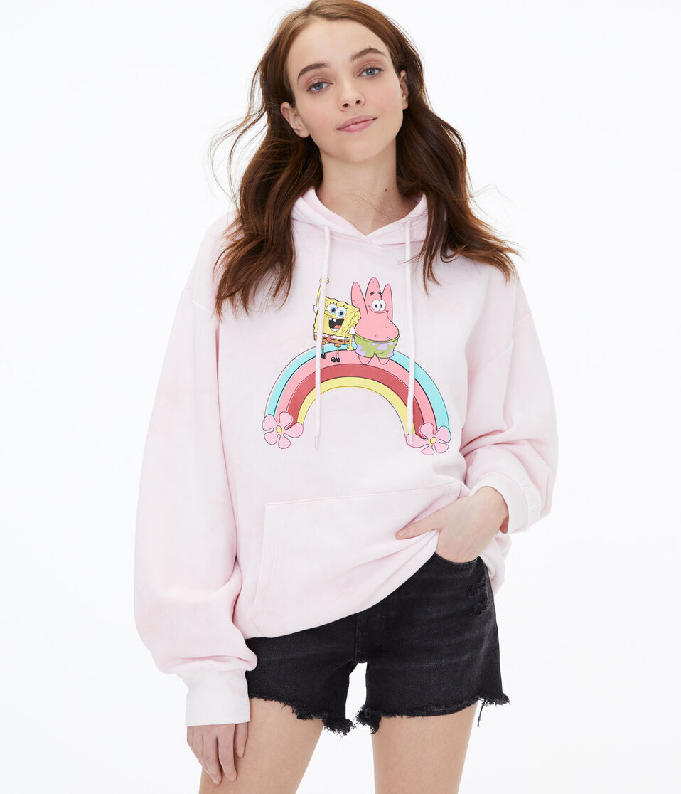 SpongeBob Rainbow Tie-Dye Oversized Pullover Hoodie