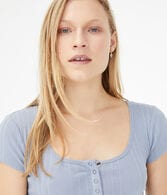 Scoop-Neck Cropped Henley