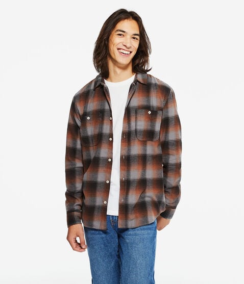 Long Sleeve Relaxed Washed Plaid Flannel Shirt Long Sleeve Relaxed Washed Plaid Flannel Shirt