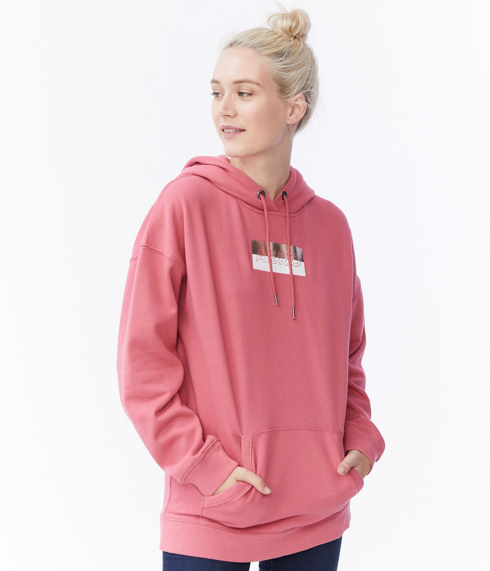 Aero Foil Box Logo Boyfriend Pullover Hoodie***