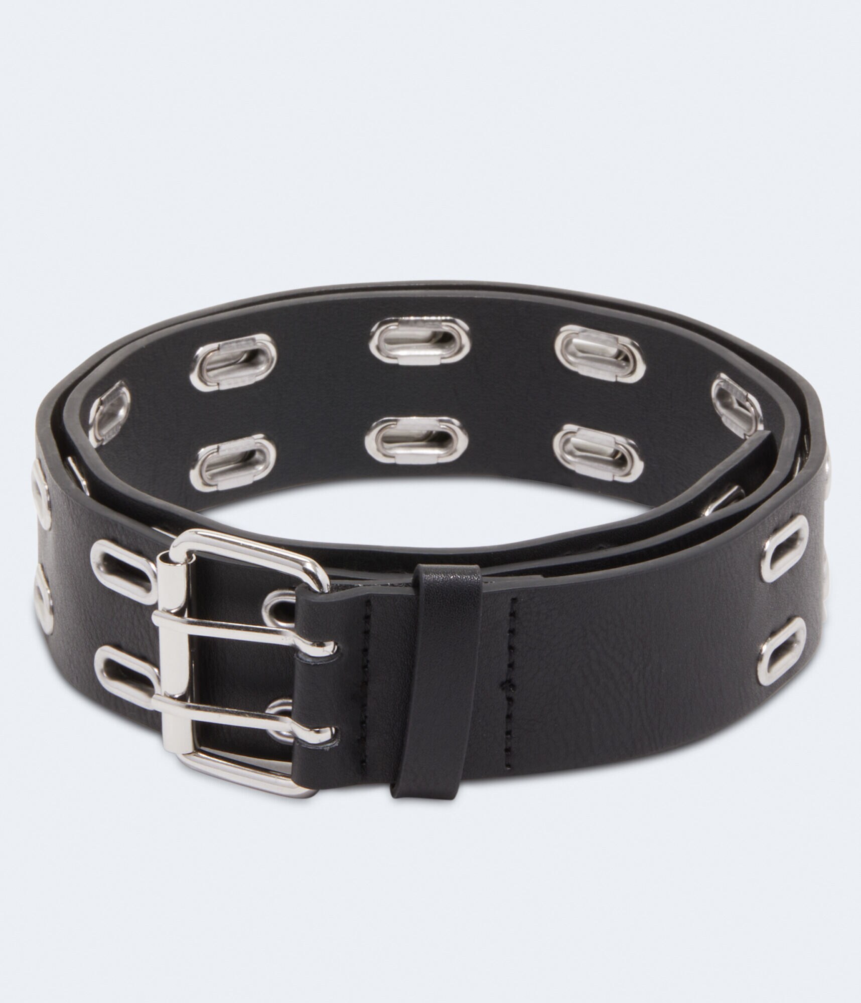 Faux Leather Oval Grommet Belt