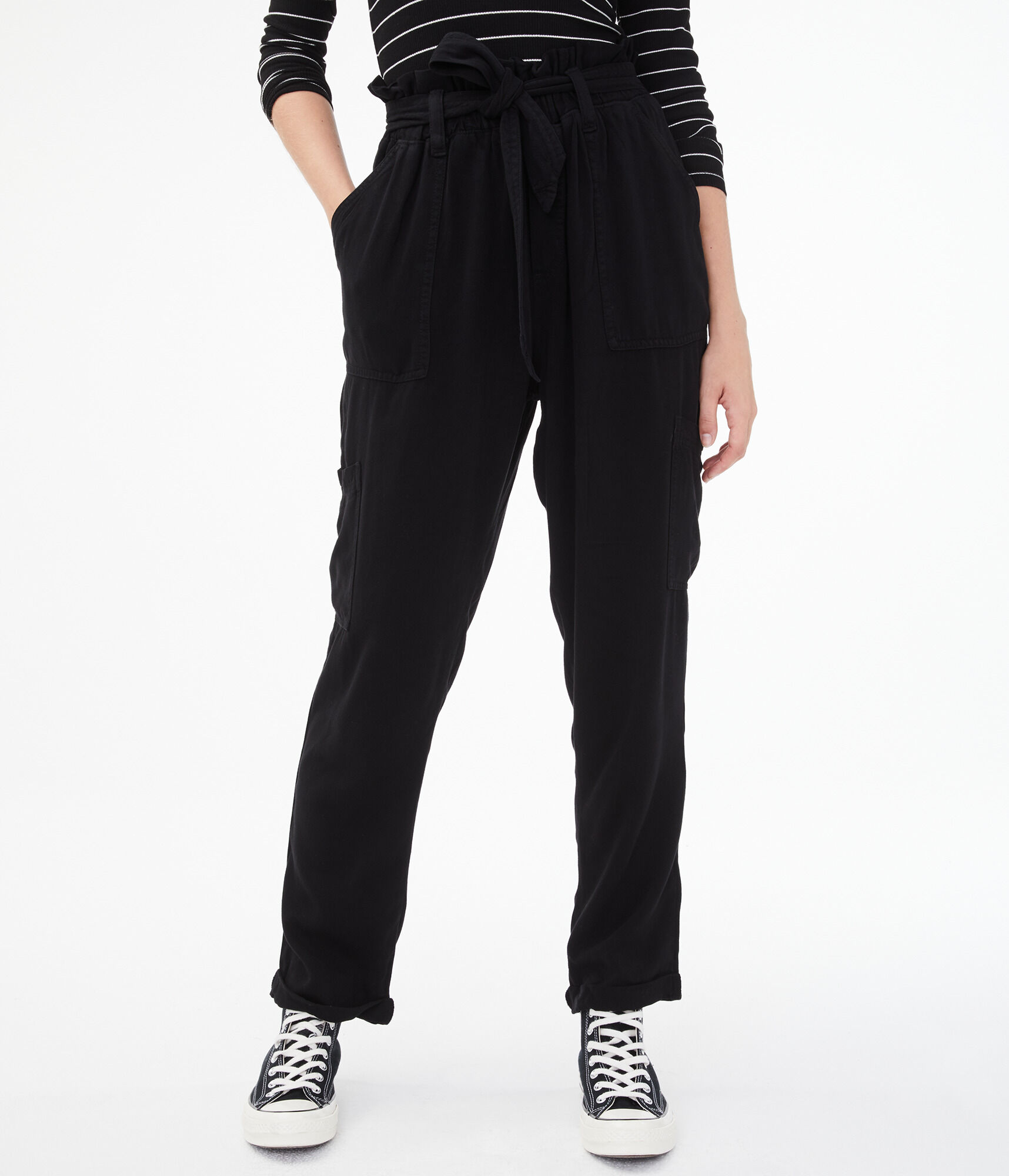 High-Rise Tie-Front Tapered Pant