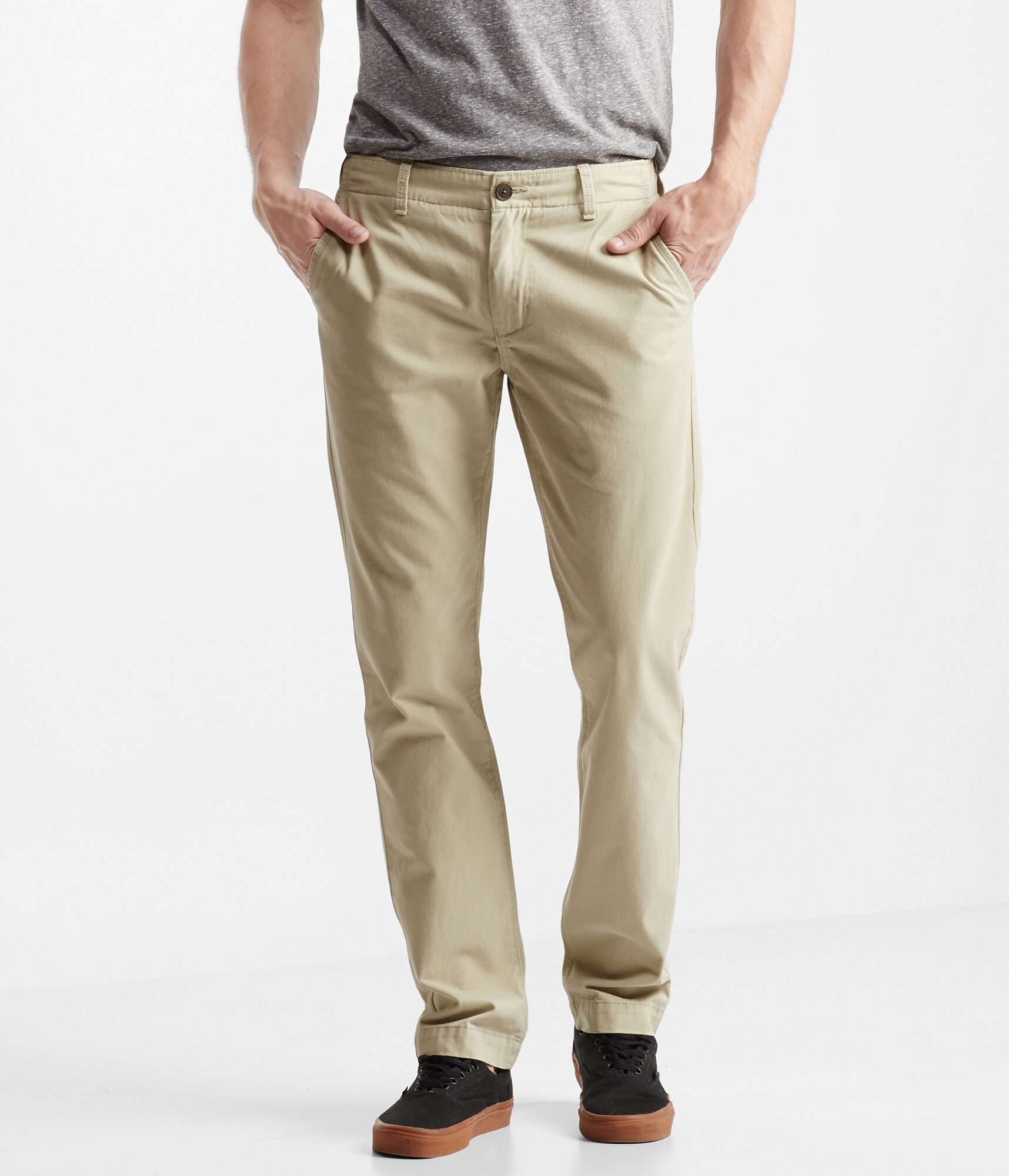 Slim Straight Flat-Front Chinos