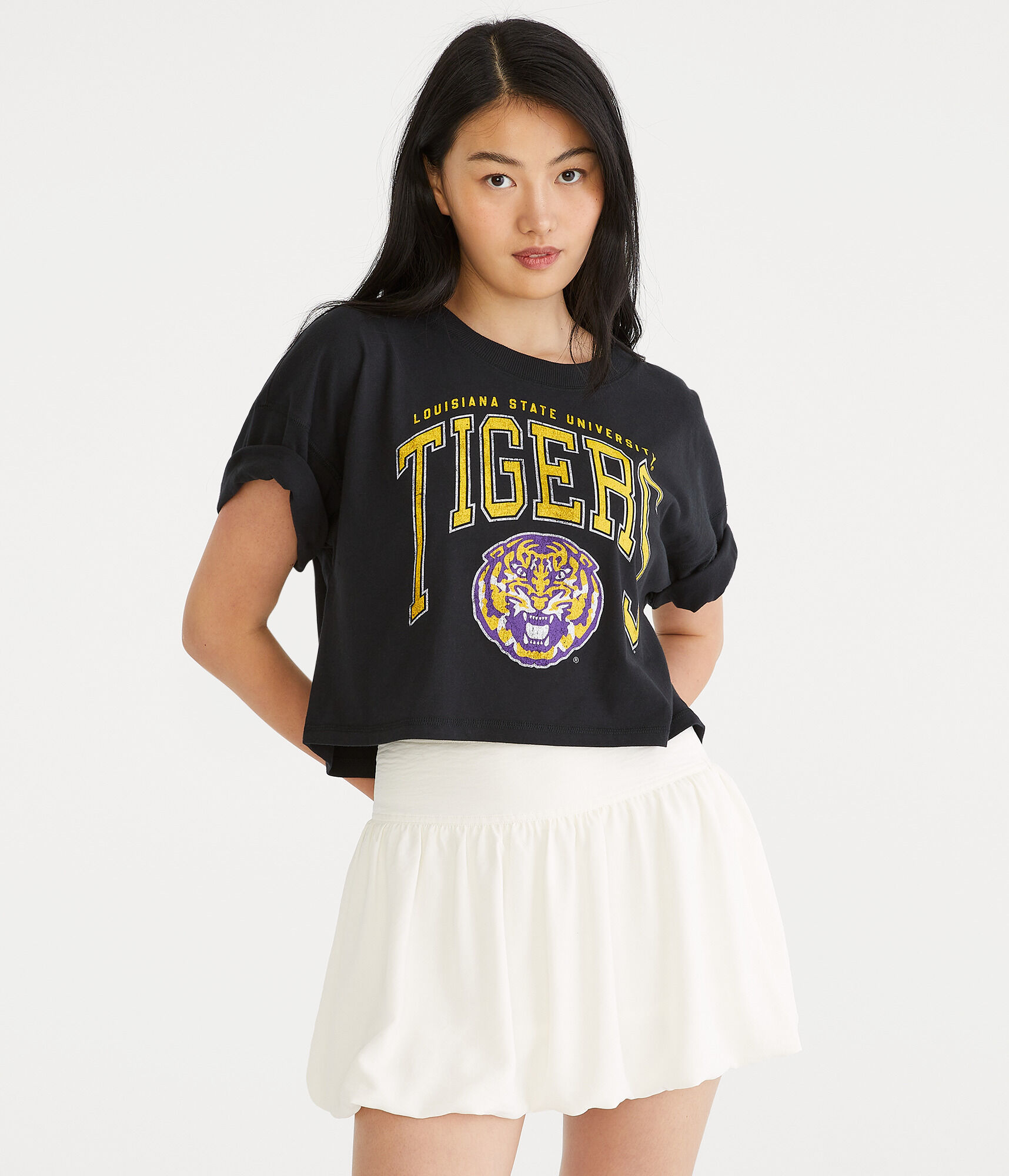 Louisiana State Cropped Boyfriend Graphic Tee