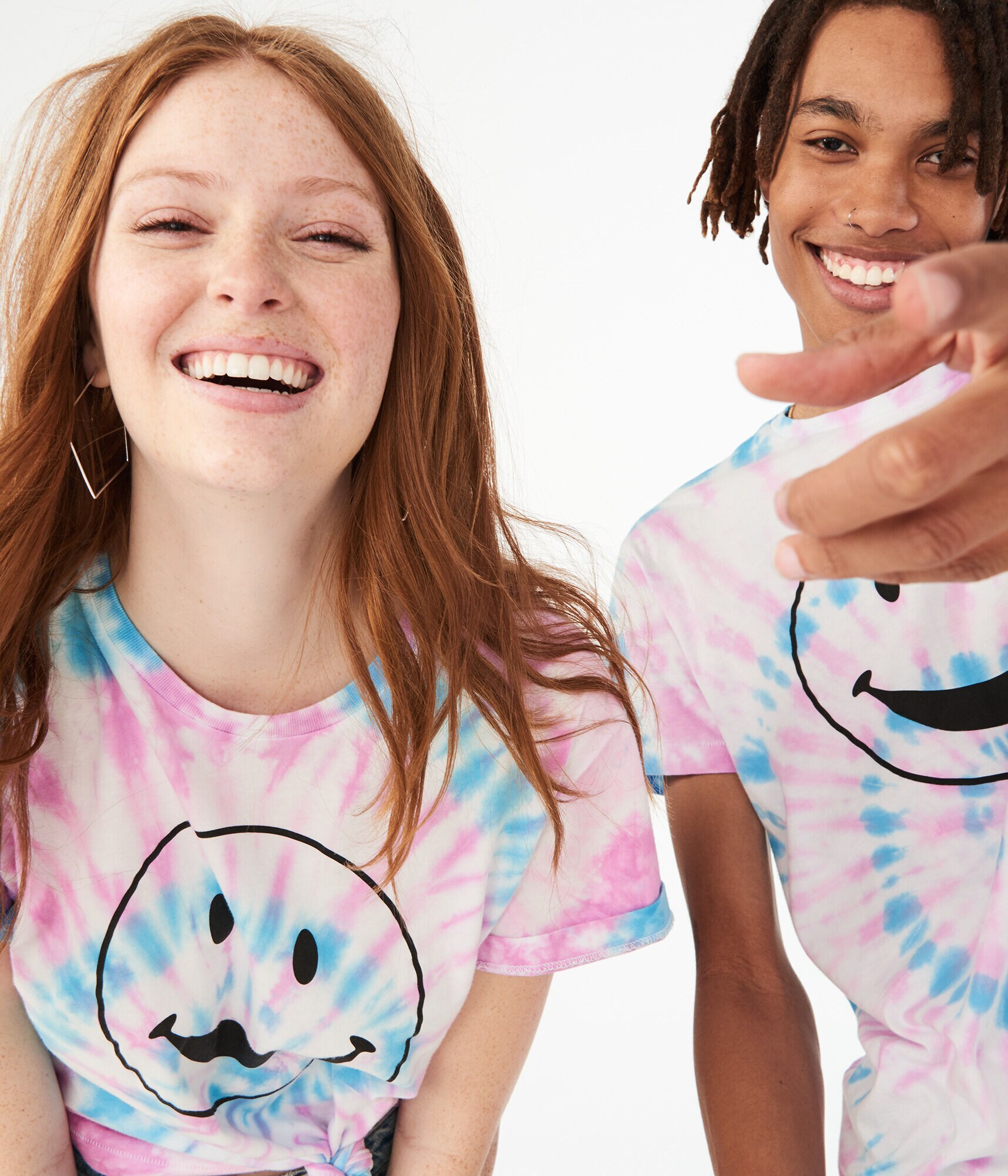 Aero One Tie-Dye Happy Face Graphic Tee