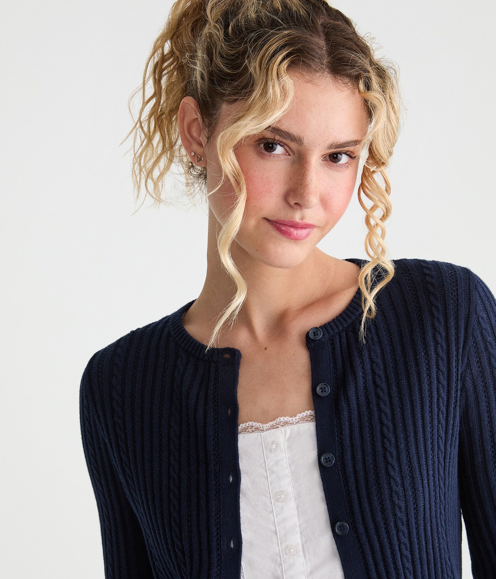 Ribbed Crew Cardigan