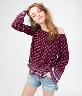 Long Sleeve Floral Off-The-Shoulder Top