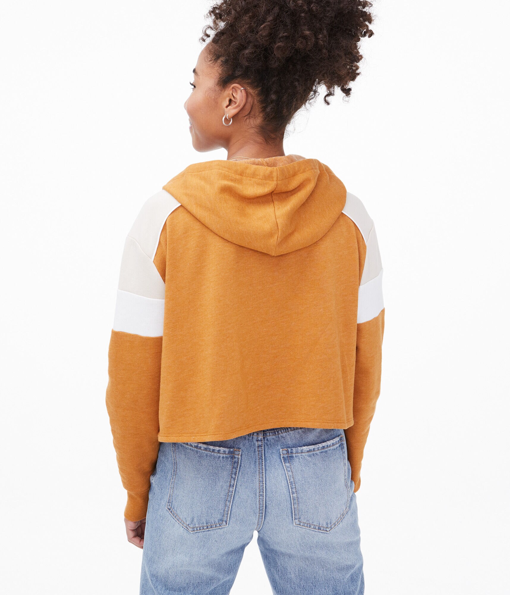 Colorblock Cropped Pullover Hoodie