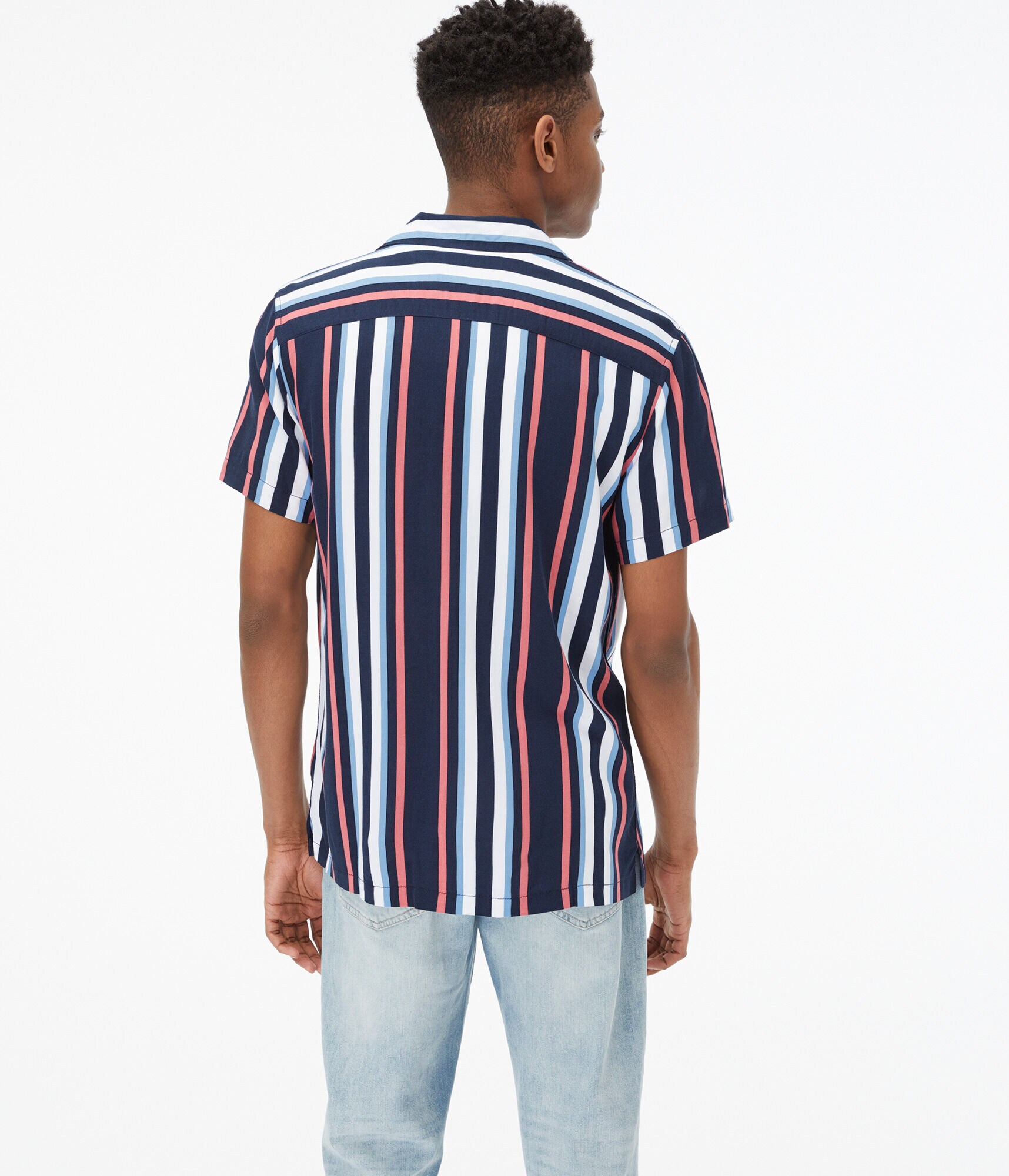 Vertical Stripe Button-Down Resort Shirt