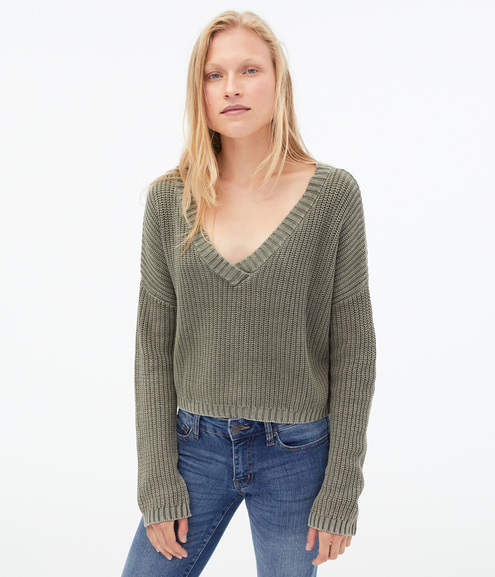 Washed V-Neck Sweater