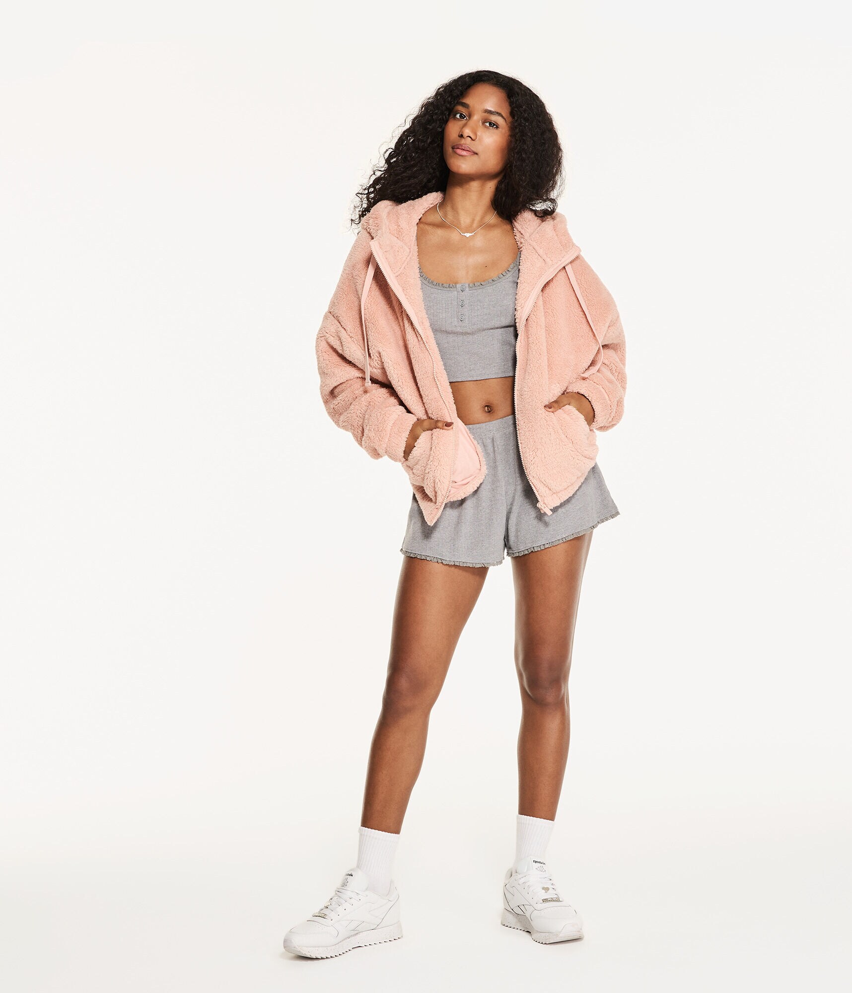 Sherpa Fleece Oversized Full-Zip Hoodie