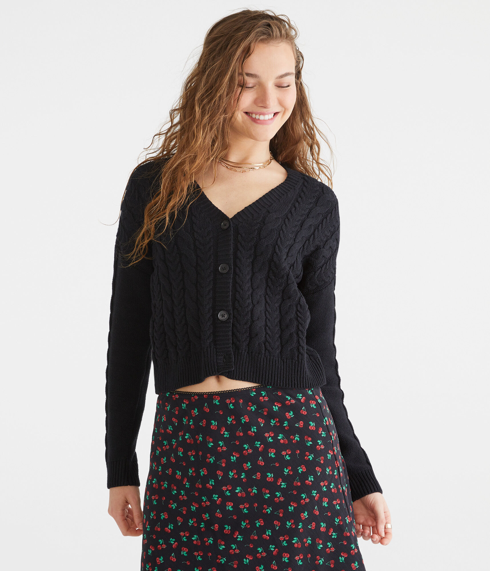 Long Sleeve Cable Knit Cardigan