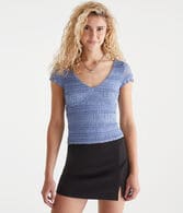 Textured Lace V-Neck Top