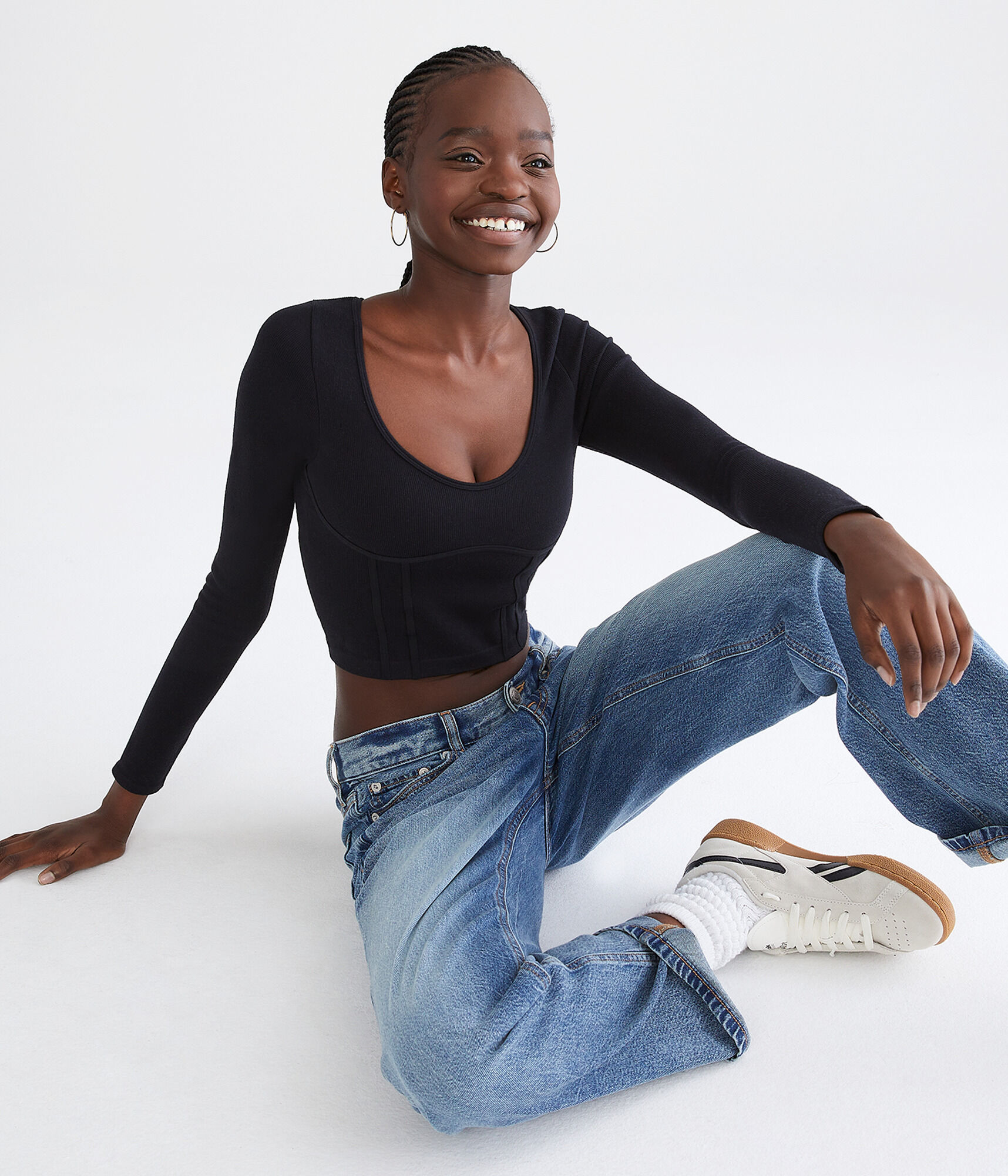 Long Sleeve Seriously Soft Corset Tiny Top