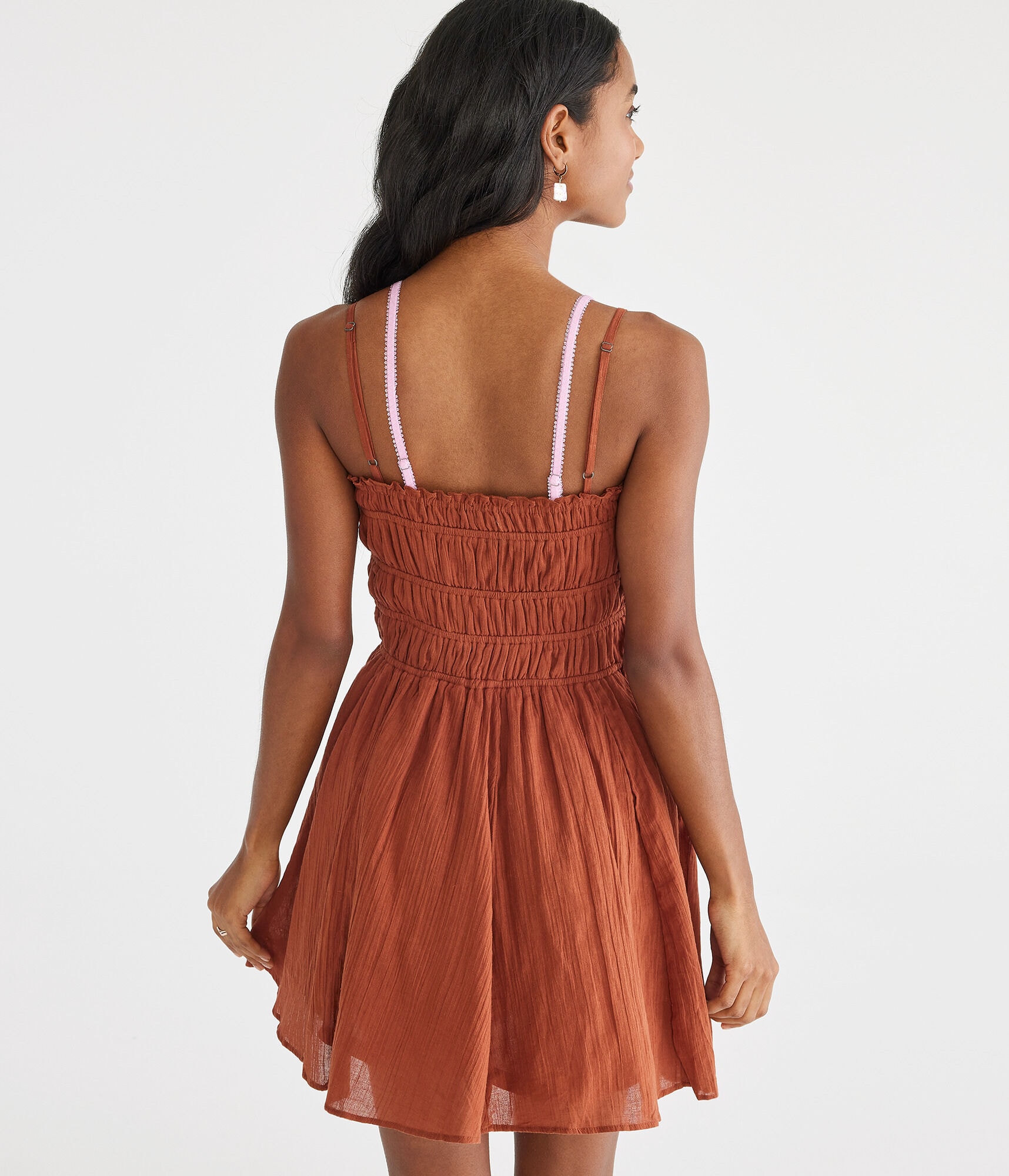 Solid Square-Neck Buttoned Fit &amp; Flare Dress