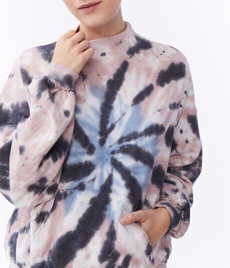 Download Tie-Dye Oversized Mock-Neck Sweatshirt