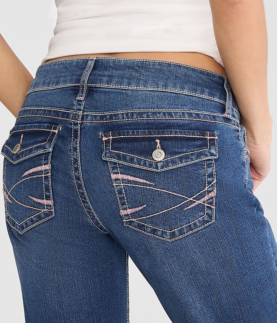 Super Low-Rise Flare Pocket Stitch Jean