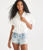 Low-Rise Denim Shorty Shorts