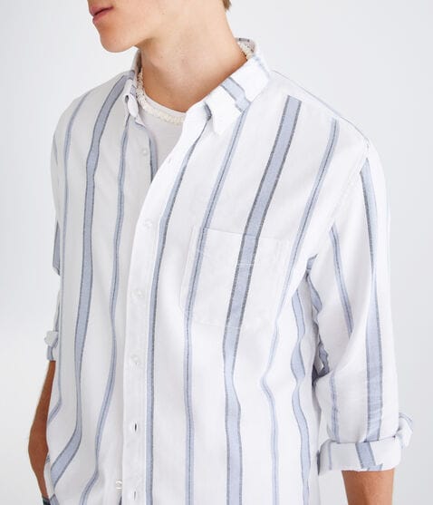 Long Sleeve Relaxed Vertical Stripe Oxford Shirt Long Sleeve Relaxed Vertical Stripe Oxford Shirt