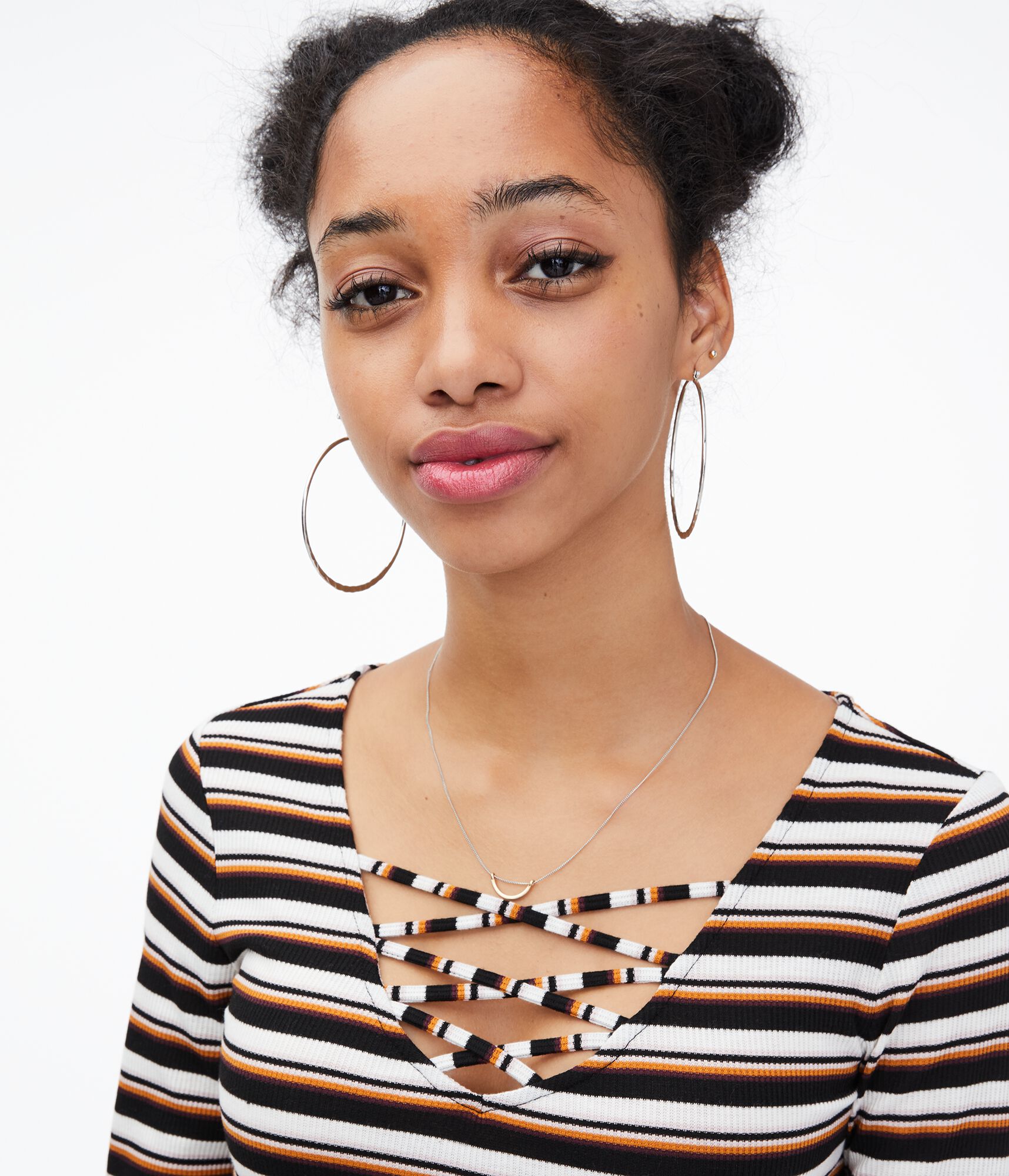 Long Sleeve Seriously Soft Striped Strappy Bodycon Top