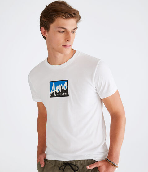 Aero New York Box Logo Appliqué Graphic Tee Aero New York Box Logo Appliqué Graphic Tee