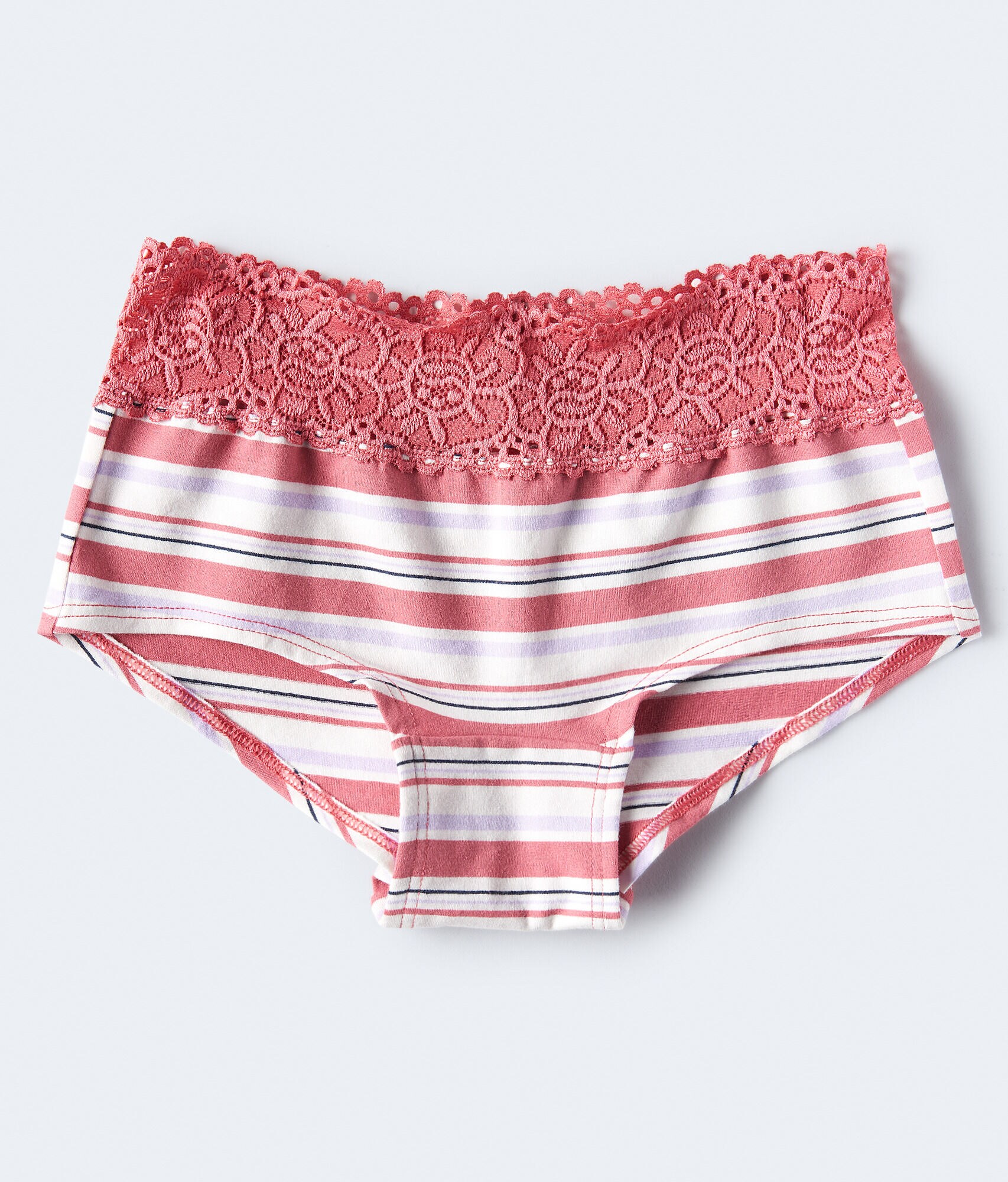 Striped Lace-Trim Boyshort