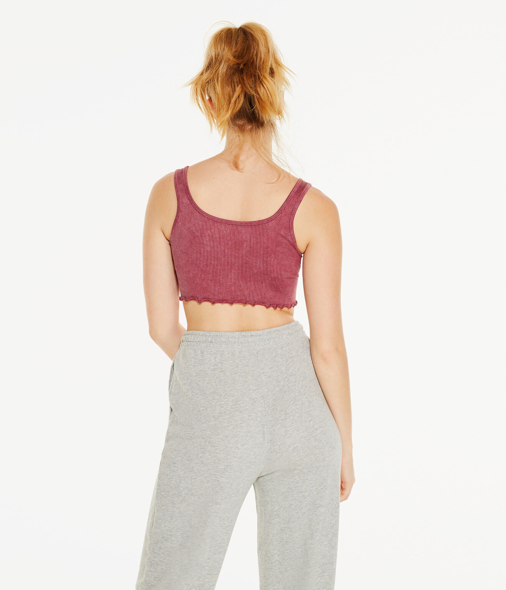 Acid Wash Seamless Square-Neck Cropped Tank
