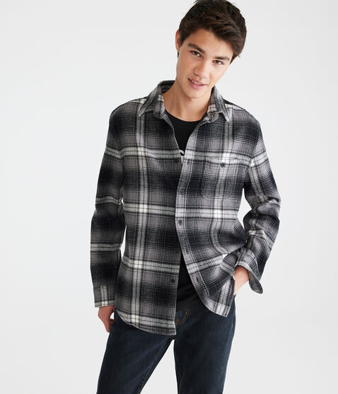 Long Sleeve Heavy Plaid Flannel Shirt Long Sleeve Heavy Plaid Flannel Shirt