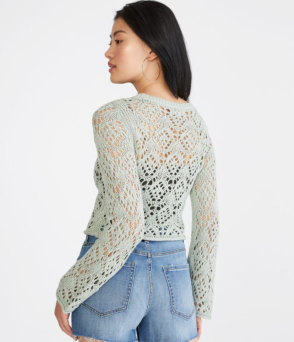 Open-Knit Cropped Sweater