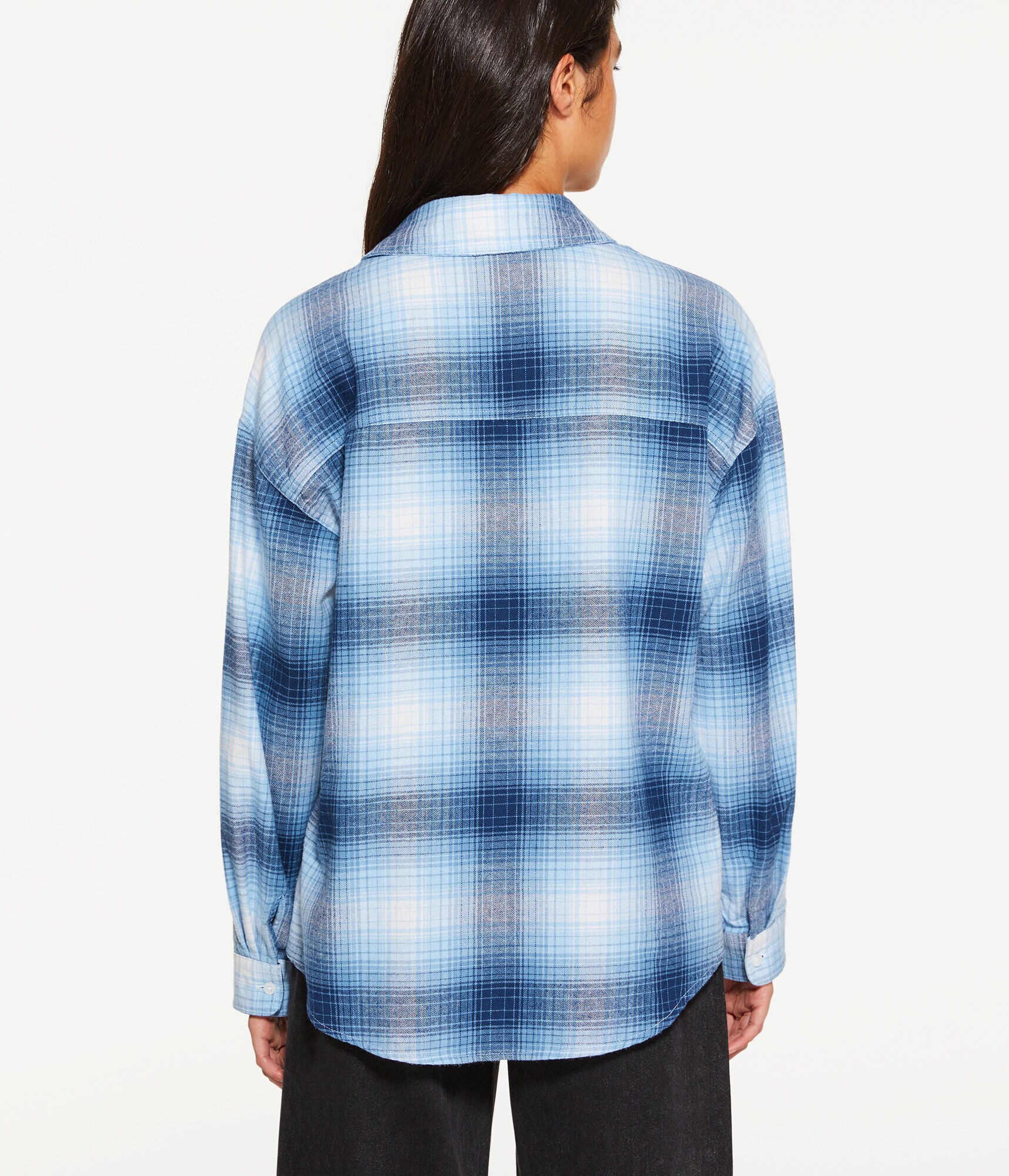 Long Sleeve Oversized Plaid Flannel Button-Down Shirt