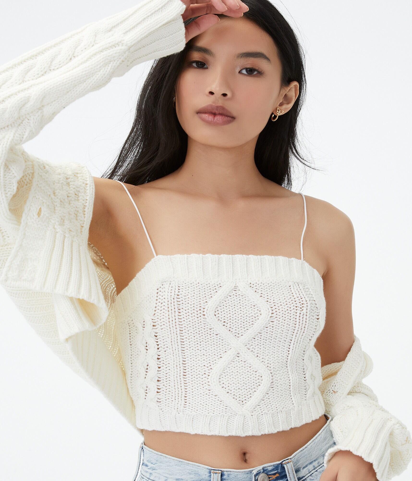 Cable-Knit Cropped Bungee Cami