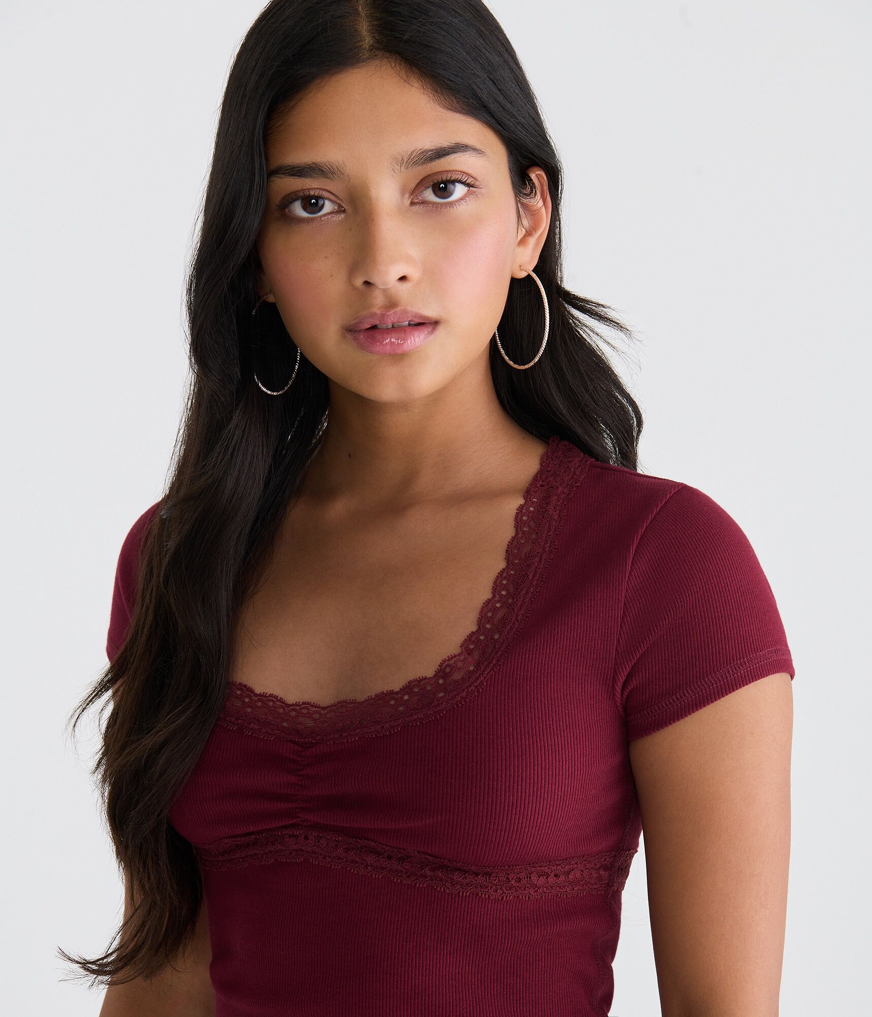 Seriously Soft Lace-Trim Scoop Tee