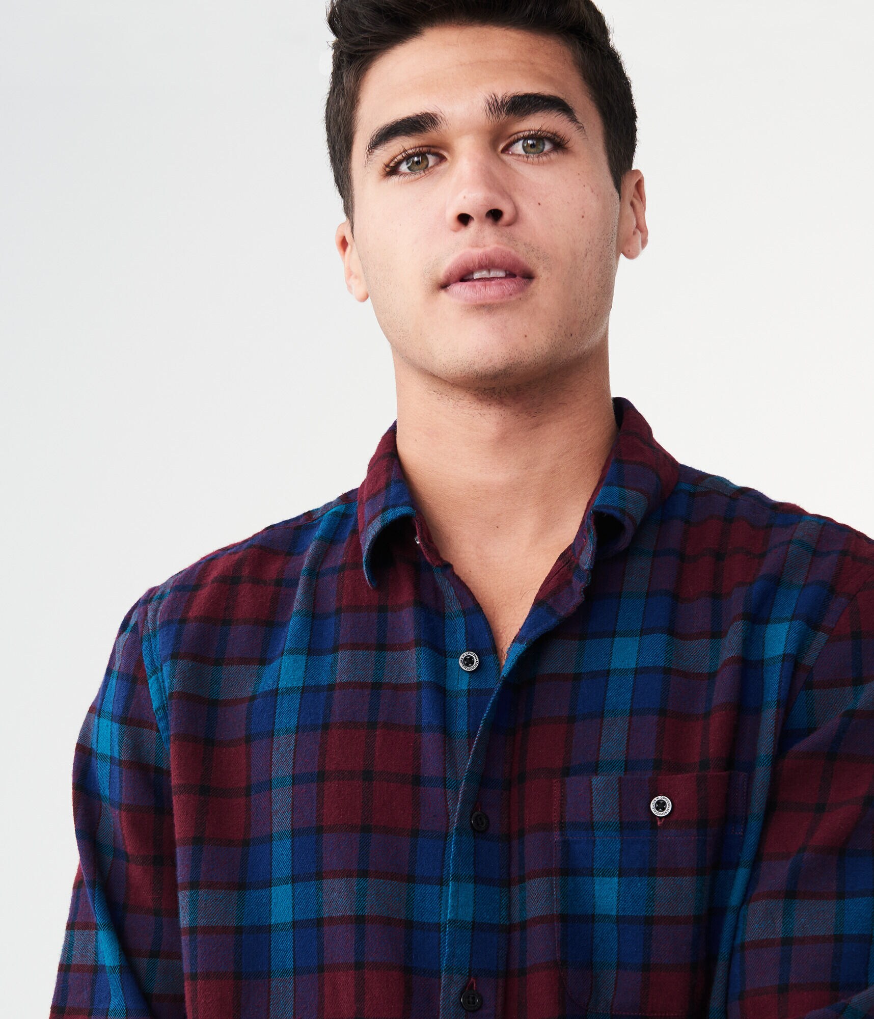 Long Sleeve Plaid Flannel Woven Shirt