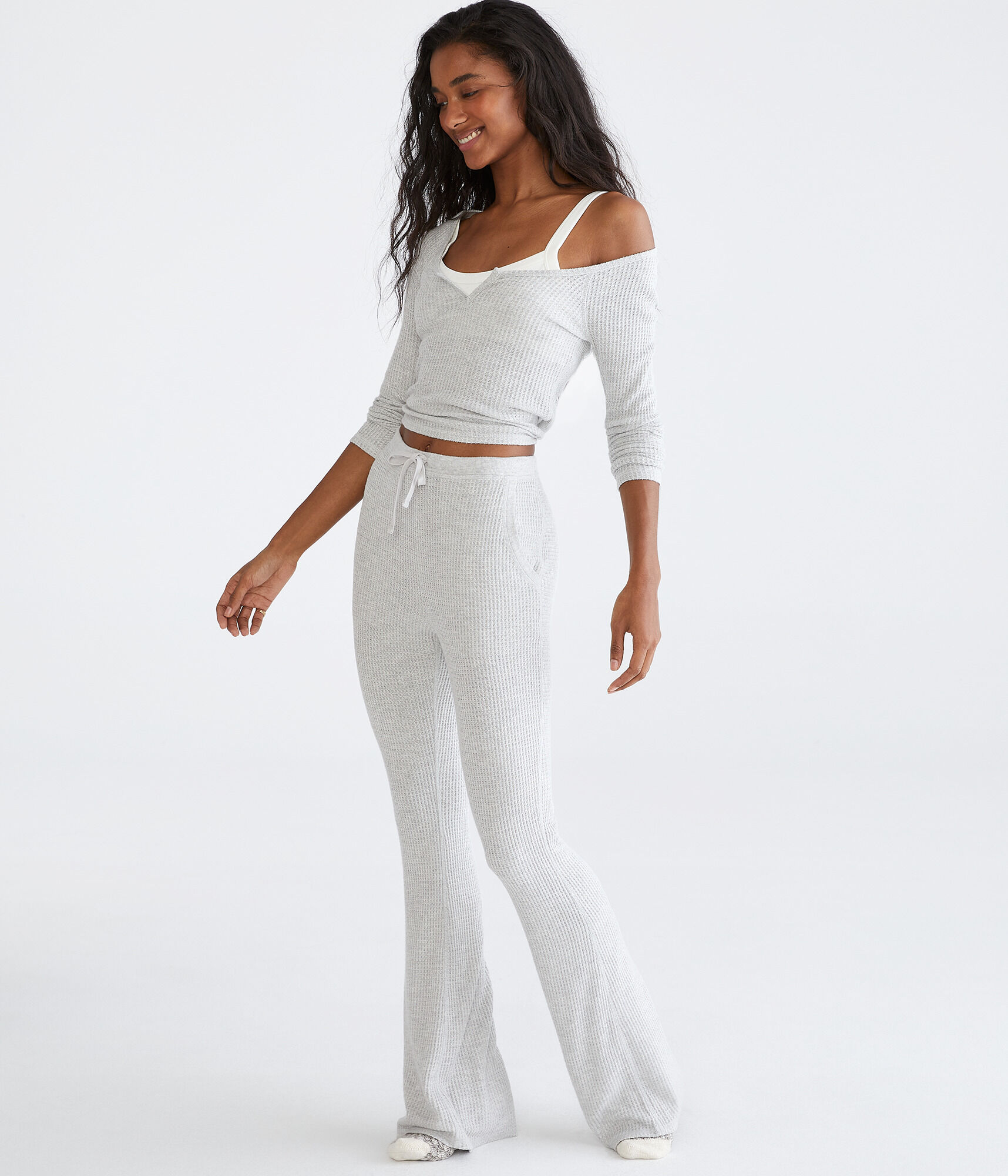 Flare High-Rise Waffle Sleep Pants