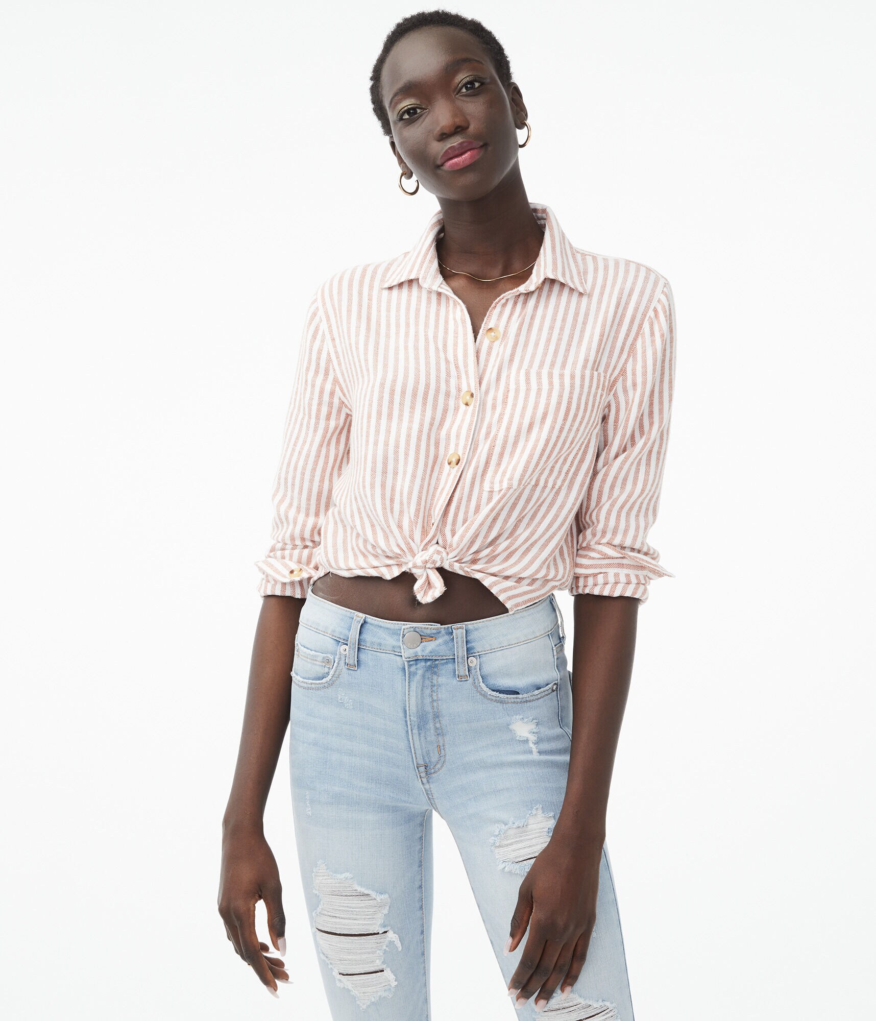 Long Sleeve Striped Button-Down Shirt