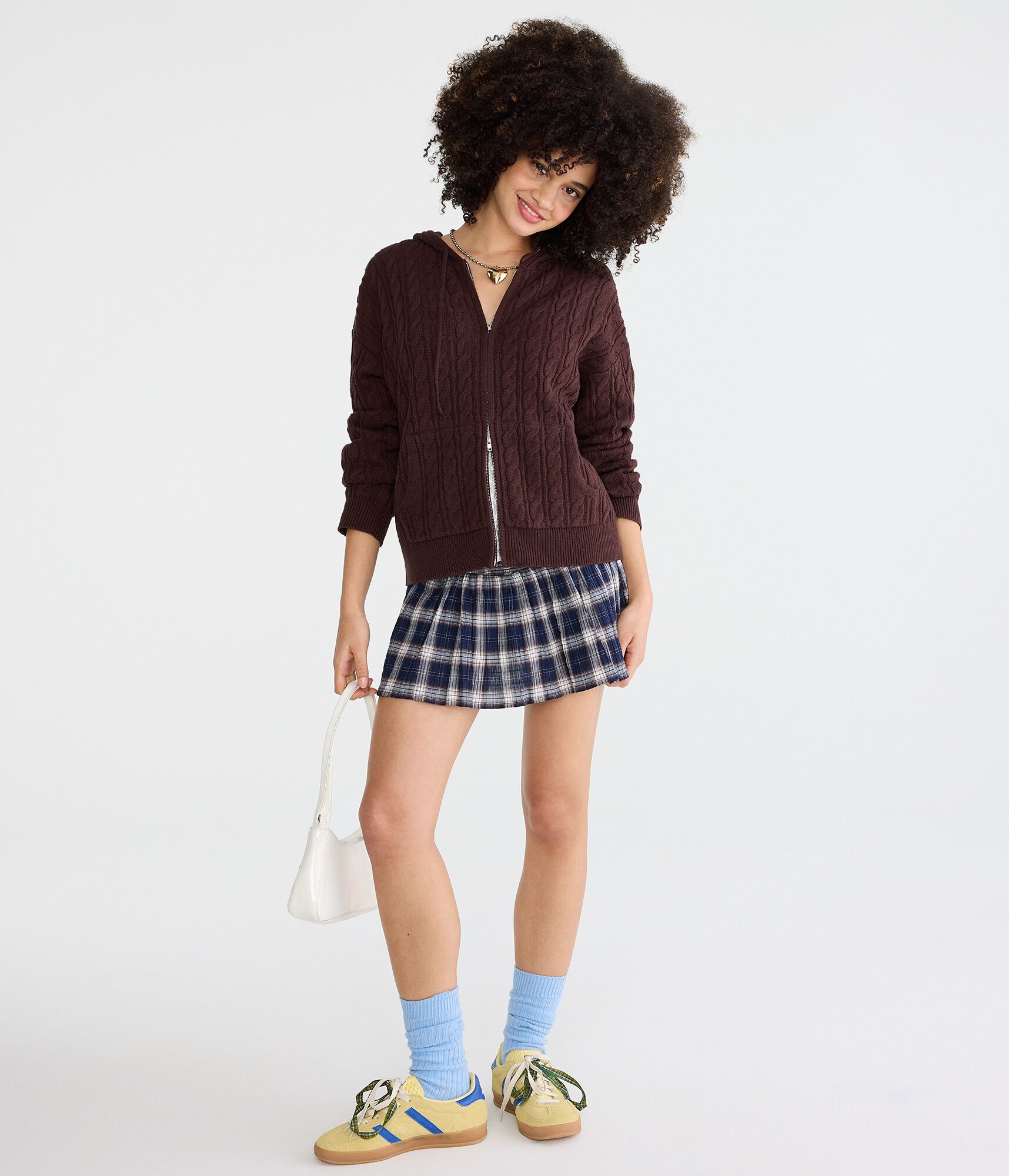 Cable Full-Zip Hooded Sweater